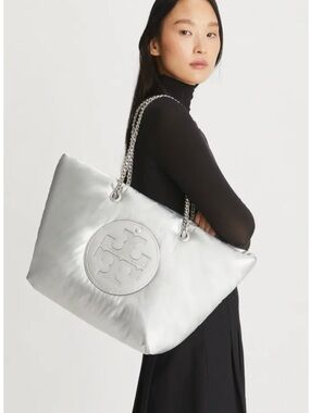 Ella Metallic Puffy Chain Tote